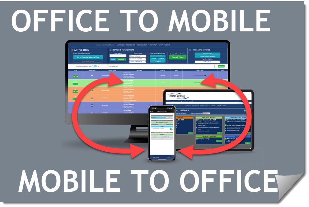 Easy mobile job sheet communication between office and field engineer